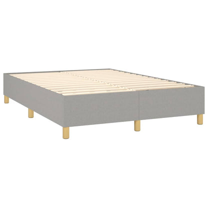 Cama Box Spring Colchón Y Luces Led Tela Gris Claro 140x190 Cm / Vetonek_2