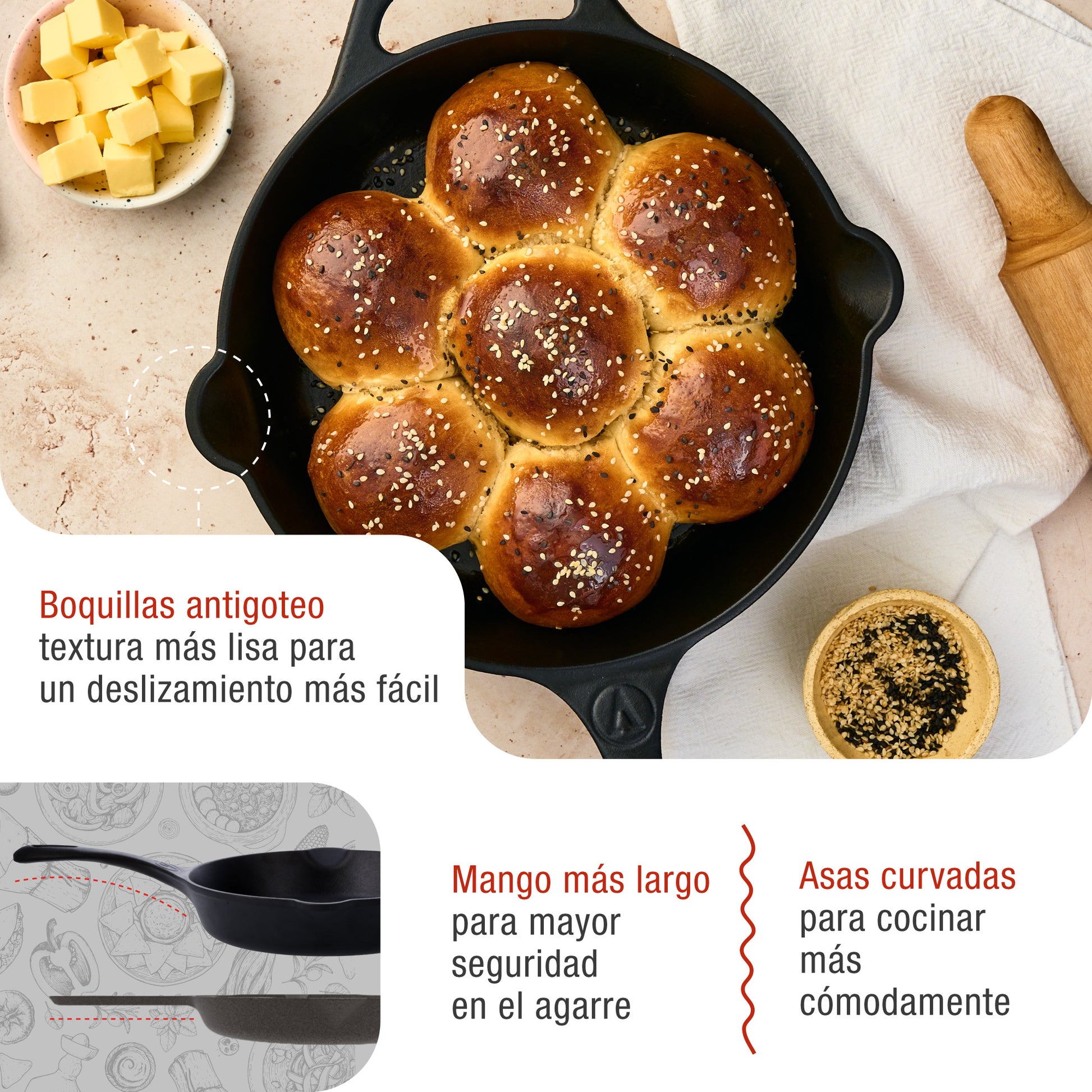 Victoria Sartén Hierro Fundido Curado Inducción 25cm, Apta Fuego, Barbacoa, Horno Cast Iron Skillet, 32432, Negro_2