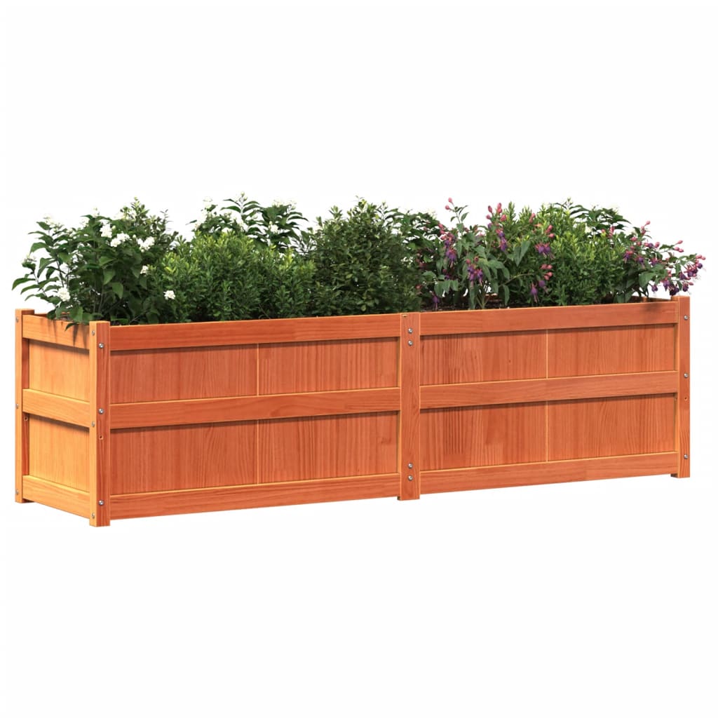 Jardinera Exterior Madera Maciza Pino Marrón Cera 180x50x50cm_3