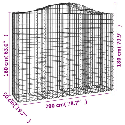 Cestas De Gaviones 3 Uds Forma De Arco Hierro 200x50x160/180 Cm_5