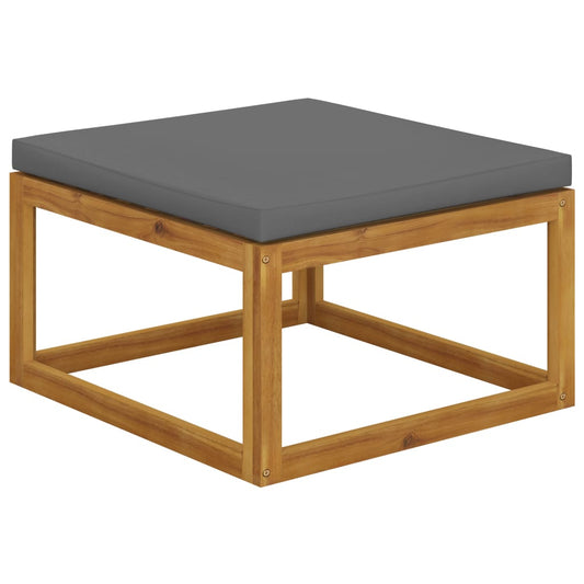 Vidaxl Reposapiés Con Cojín Gris Oscuro Madera Maciza De Acacia_0