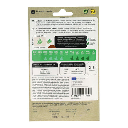 Semillas de Calabaza Butternut ecológicas Planeta Huerto