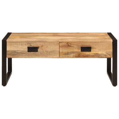 Mesa De Centro Hierro Y Madera Maciza De Mango 100x54x40 Cm_1