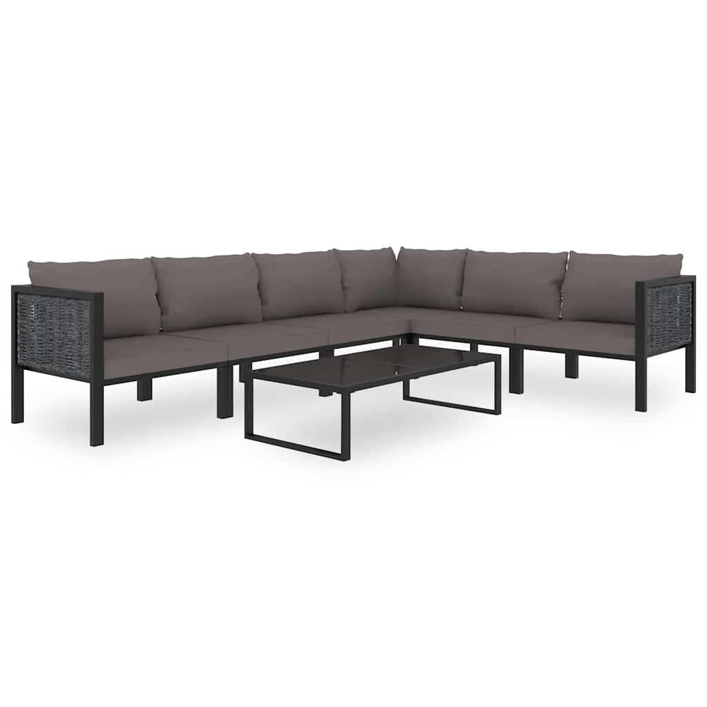 Vidaxl Sofá Seccional Esquina Reposabrazos Izq. Ratán Pe Antracita_4