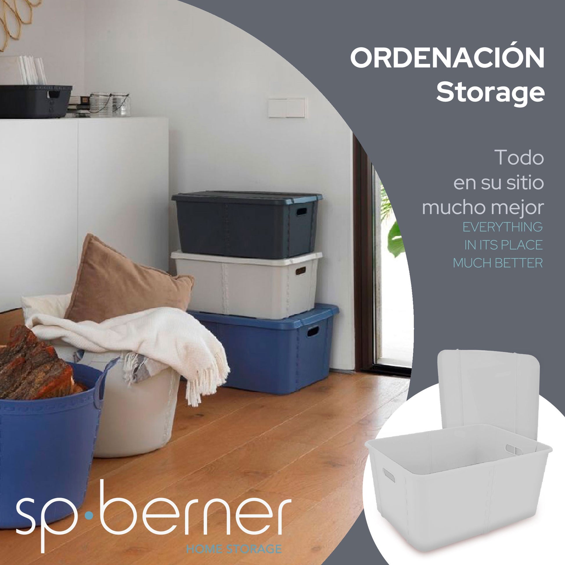 Life Story Caja Almacenaje Con Tapa Medium 25l Light Grey_1
