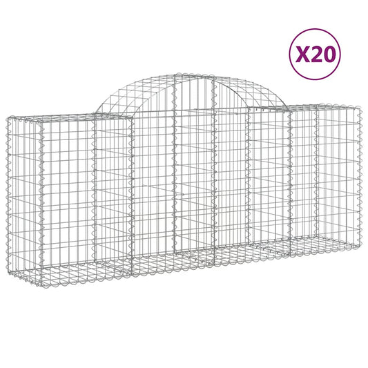 Cestas De Gaviones 20 Uds Forma De Arco Hierro 200x50x80/100 Cm_0