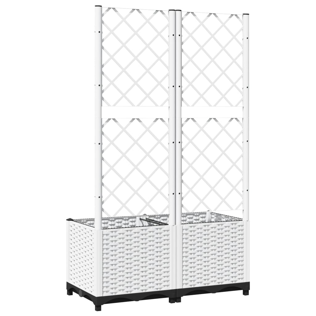 Jardinera Con Enrejado Pp Blanco 80x40x136 Cm_3