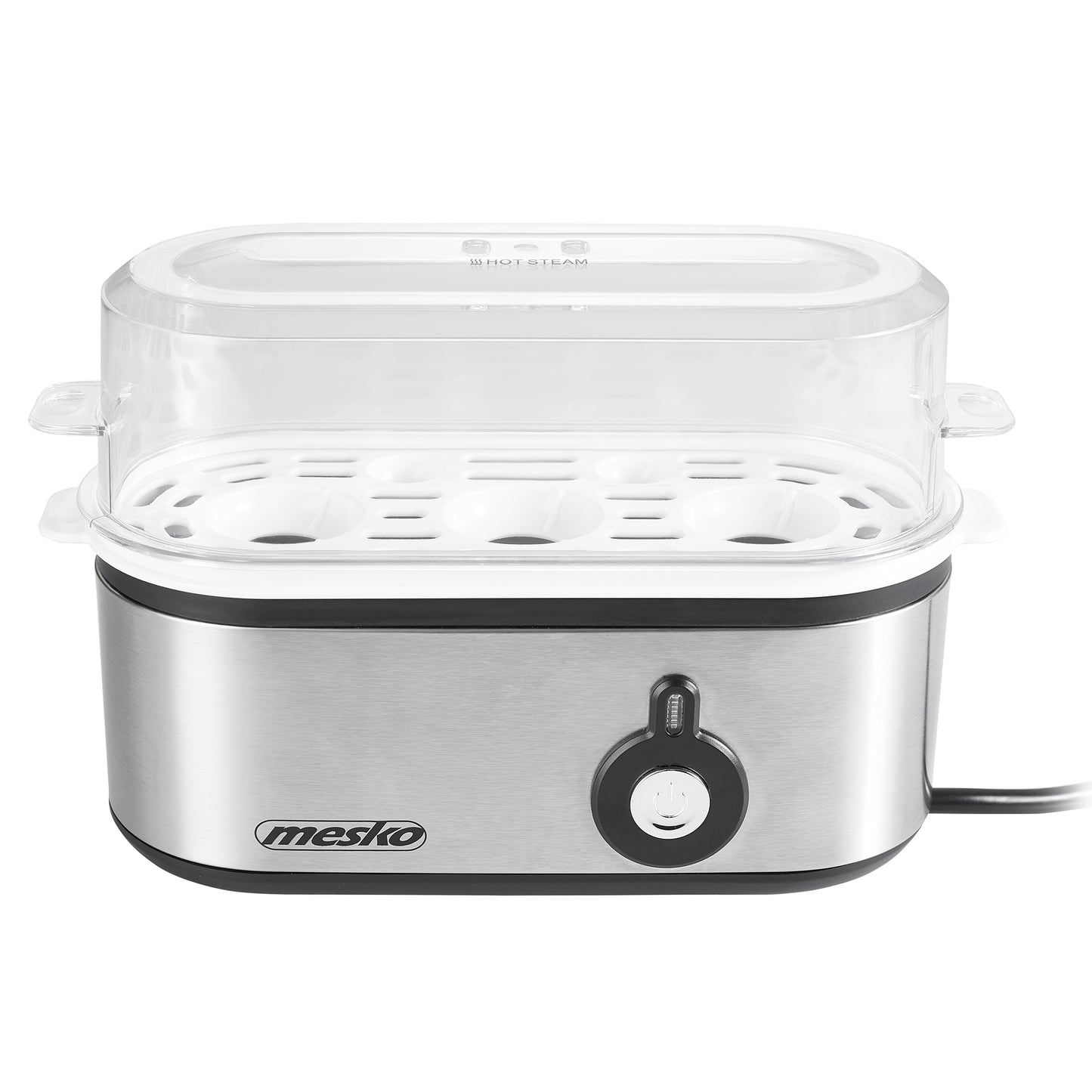 Cuece Huevos Eléctrico, 3 Huevos Cocidos, Ajuste Eléctronico Cocción, Soporte Extraíble, Sin Bpa Mesko Ms4485 Plata