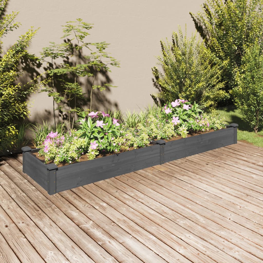 Jardinera Arriate Con Forro Madera Abeto Gris 240x60x25 Cm_1