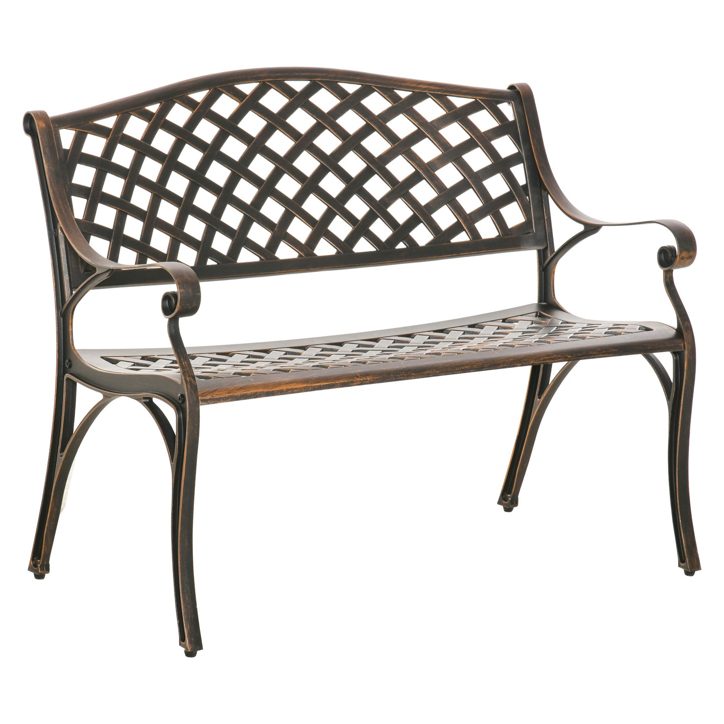 Outsunny Banco De Jardín De 2 Plazas De Aluminio Fundido 103x62x83 Cm Bronce_0