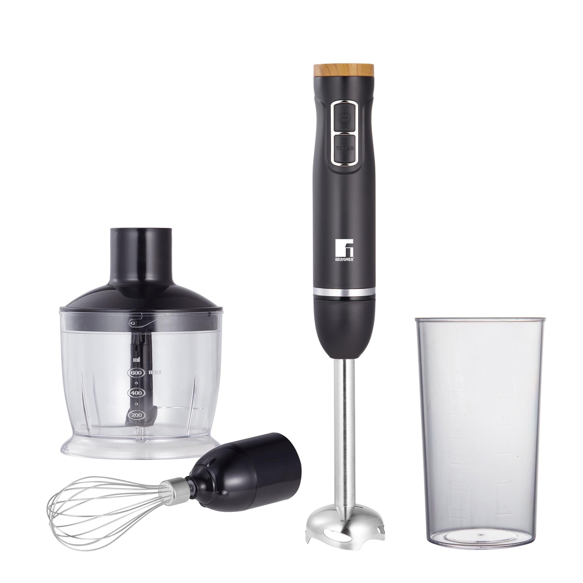 Batidora De Mano Olivar 1000w Con 2 Velocidades Con Picadora 600ml, Varilla Batidora, Vaso Medidor 600ml Bergner._0