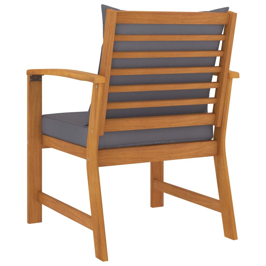 Vidaxl Sillas De Jardín Cojines Gris Oscuro 2 Uds Madera Maciza Acacia_3