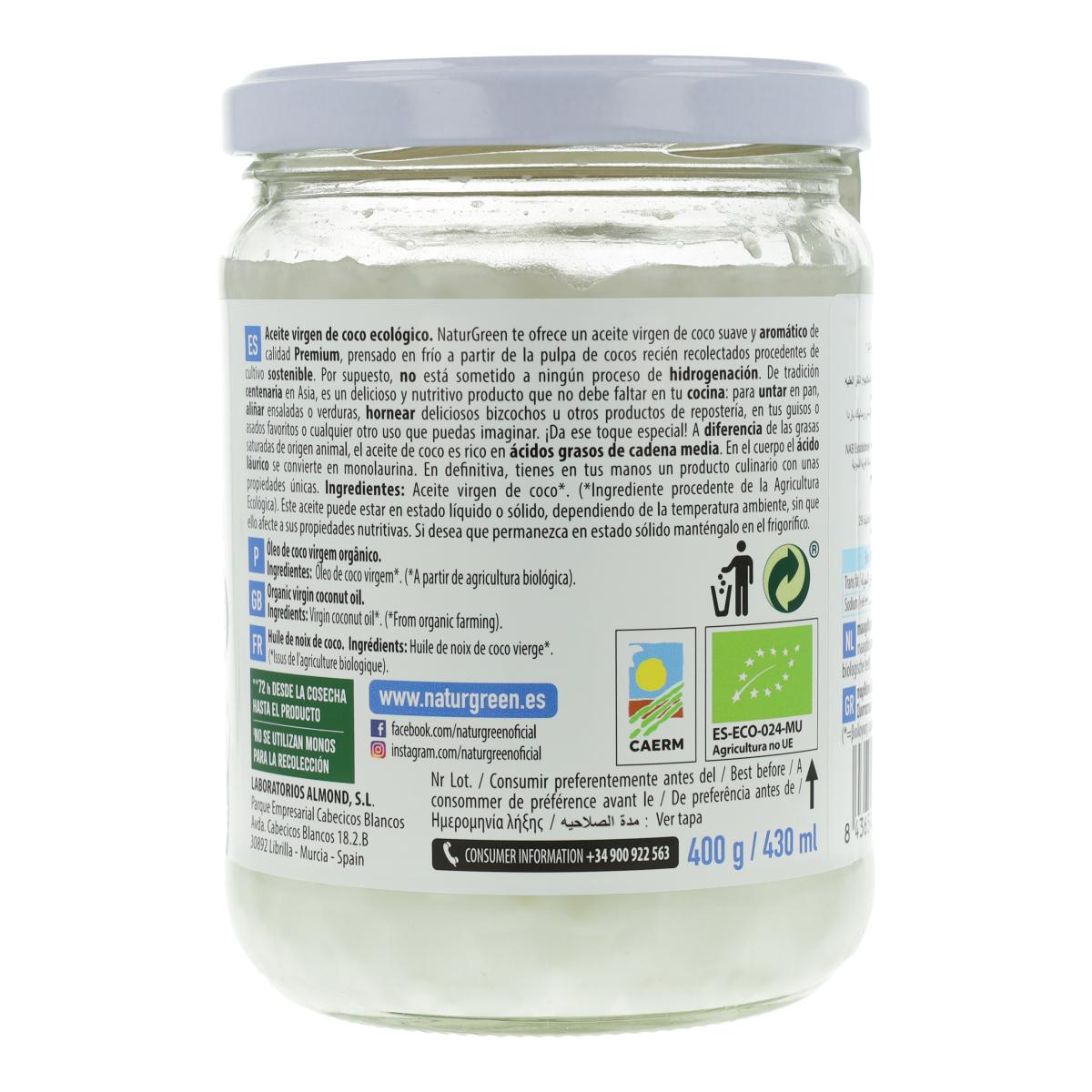 Grasa de Coco Bio NaturGreen 200 g
