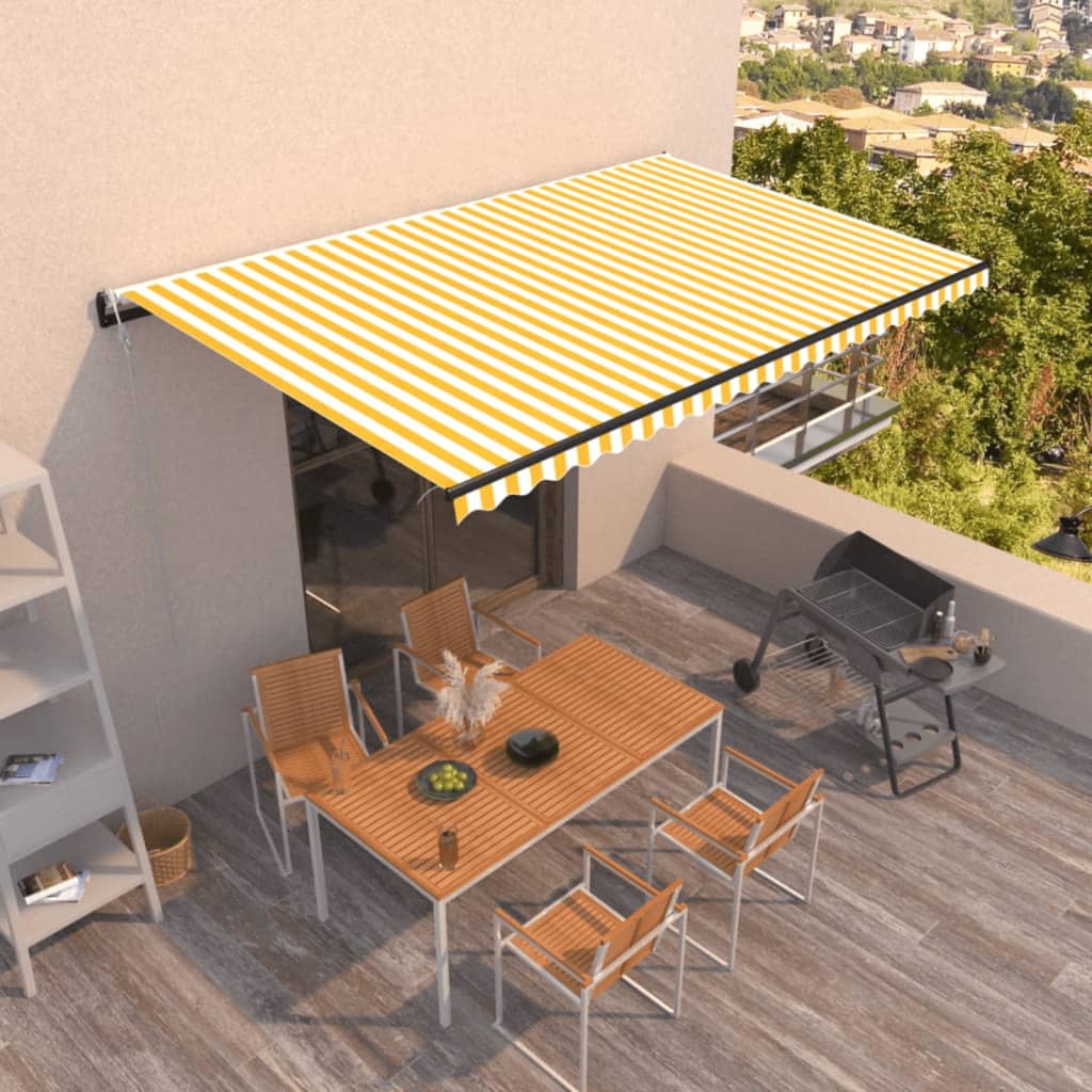 Toldo Retráctil Automático Amarillo Y Blanco 500x350 Cm_1