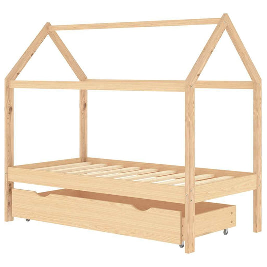 Vidaxl Estructura Cama Infantil Con Cajón Madera Pino Maciza 80x160 Cm_0
