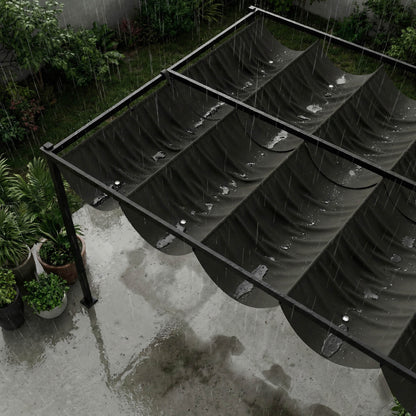 Outsunny Pérgola De Jardín 4x3 M Con Techo Retráctil Y 2 Paneles De Privacidad_3