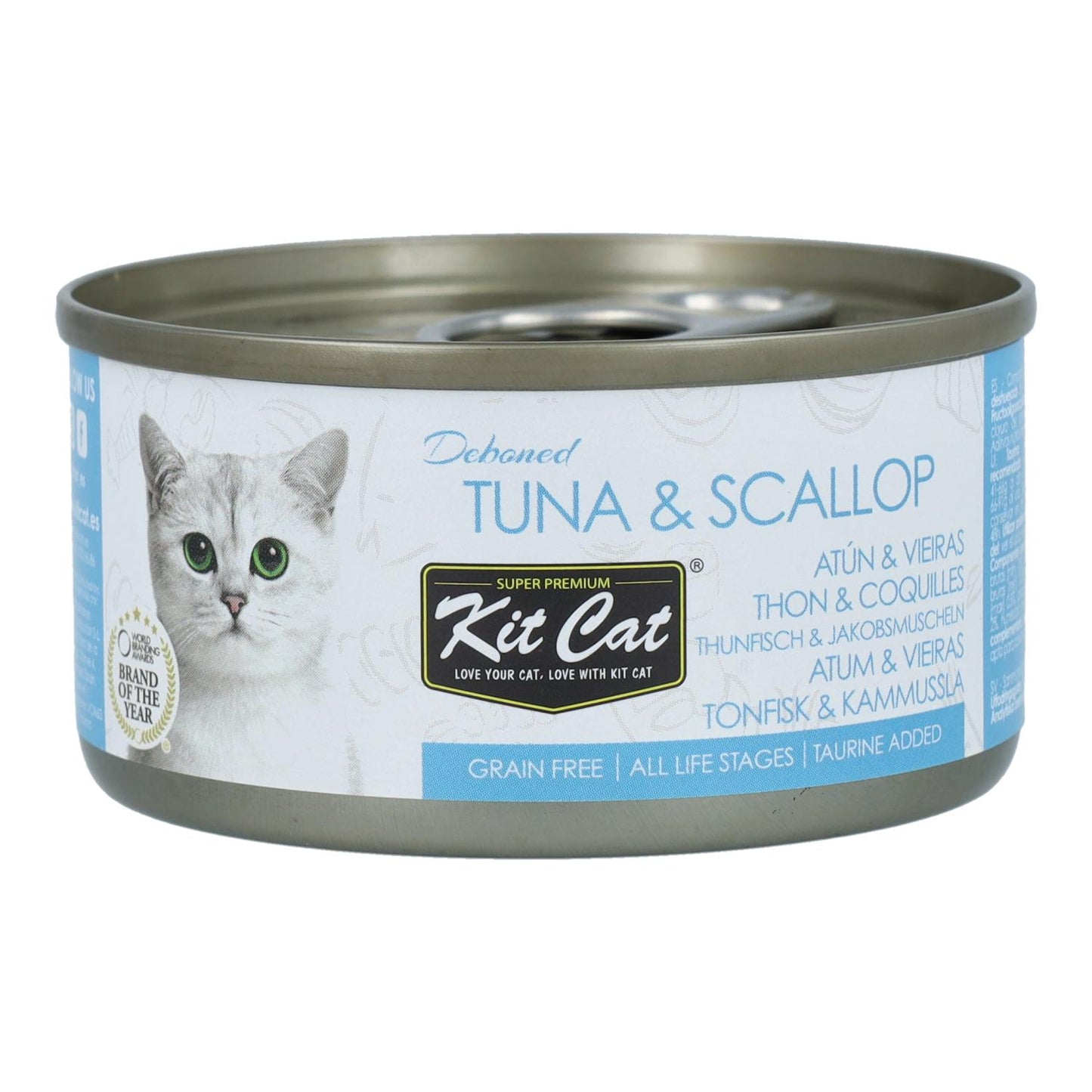 Kit Cat Lata Toppers - Atún & Vieira 80 g Comida húmeda para gatos en gelatina