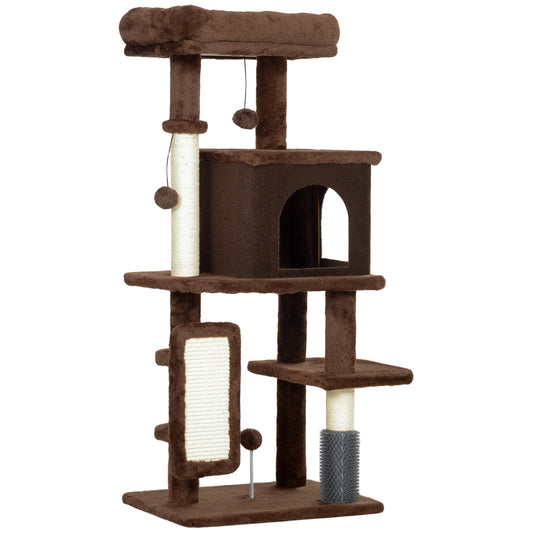 Pawhut Árbol Rascador Para Gatos Altura 104cm Con Almohadilla Para Rascar Marrón_0