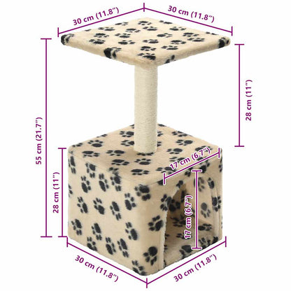 Vidaxl Rascador Para Gatos Con Poste De Sisal 55 Cm Huellas Beige_2