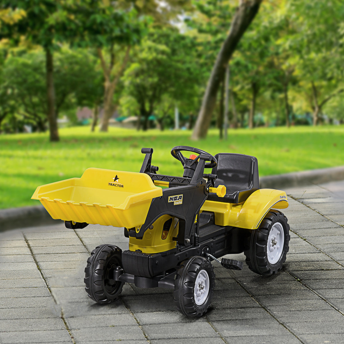 Tractor Infantil Homcom Pp, Pvc, Metal Amarillo 114x41x52 Cm_1