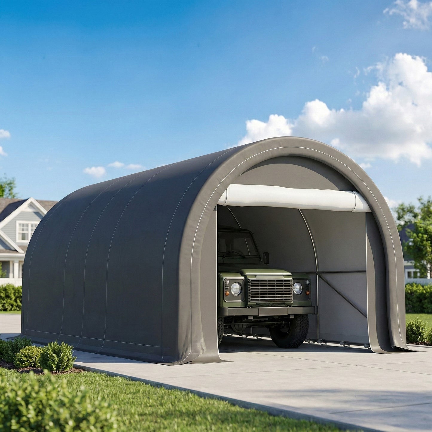 Outsunny Carpa Garaje 3x5 M Impermeable Con Puerta Enrollable Y Upf30+ Gris_4
