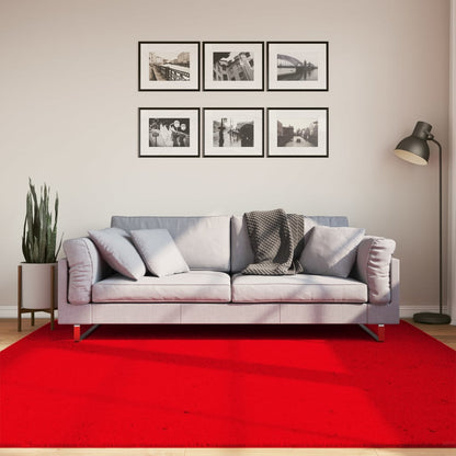 Alfombra De Pelo Corto Suave Lavable Huarte Rojo 200x200 Cm / Vetonek_5