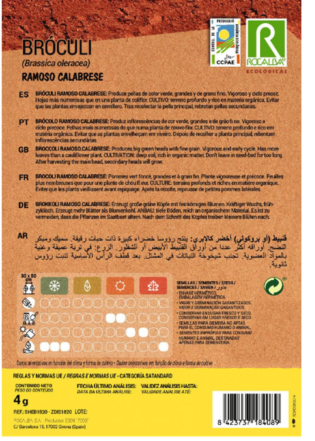 Semillas Brócoli Ramoso Calabrese 8g