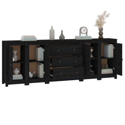 Aparador De Madera Maciza De Pino Negro 230 X 35 X 80 Cm_3