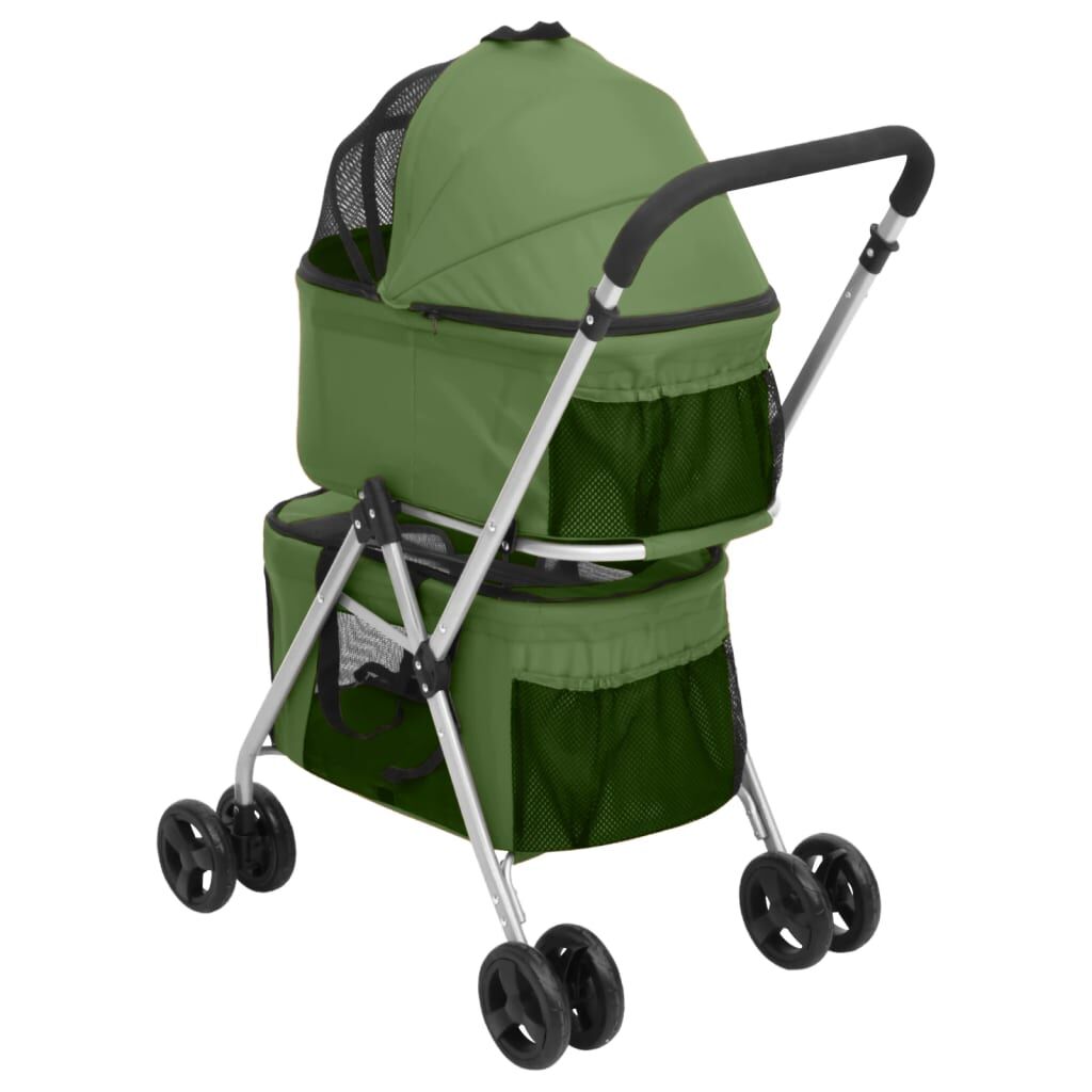 Vidaxl Cochecito Doble De Perros Plegable Tela Oxford Verde 83x48x97cm_4