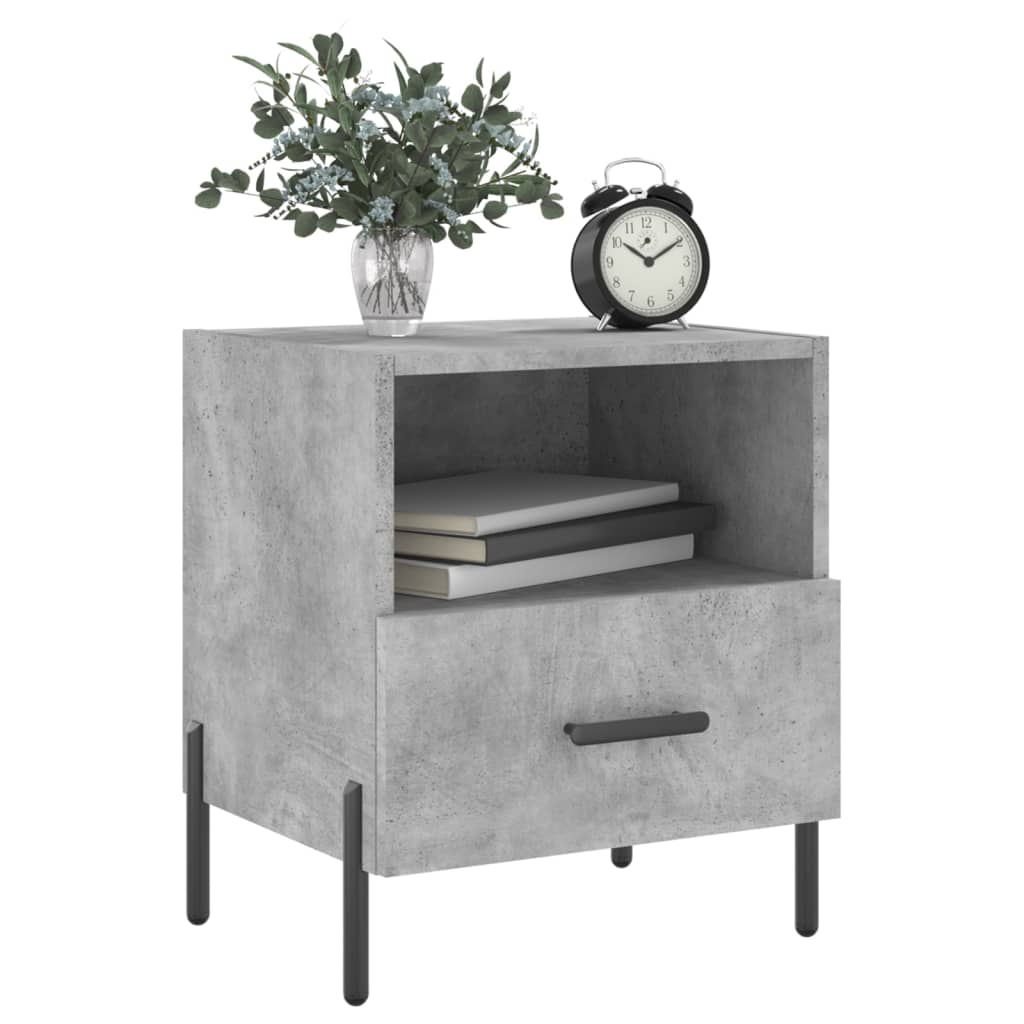 Mesita Noche 2 Uds Madera Ingeniería Gris Hormigón 40x35x47,5cm_2