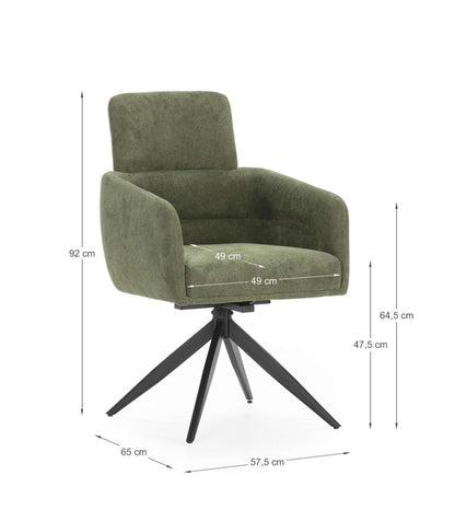 Pack De 2 Sillones Giratorios Modelo Maggie Tapizado Textil Verde, 93cm(alto) 58cm(ancho)_4