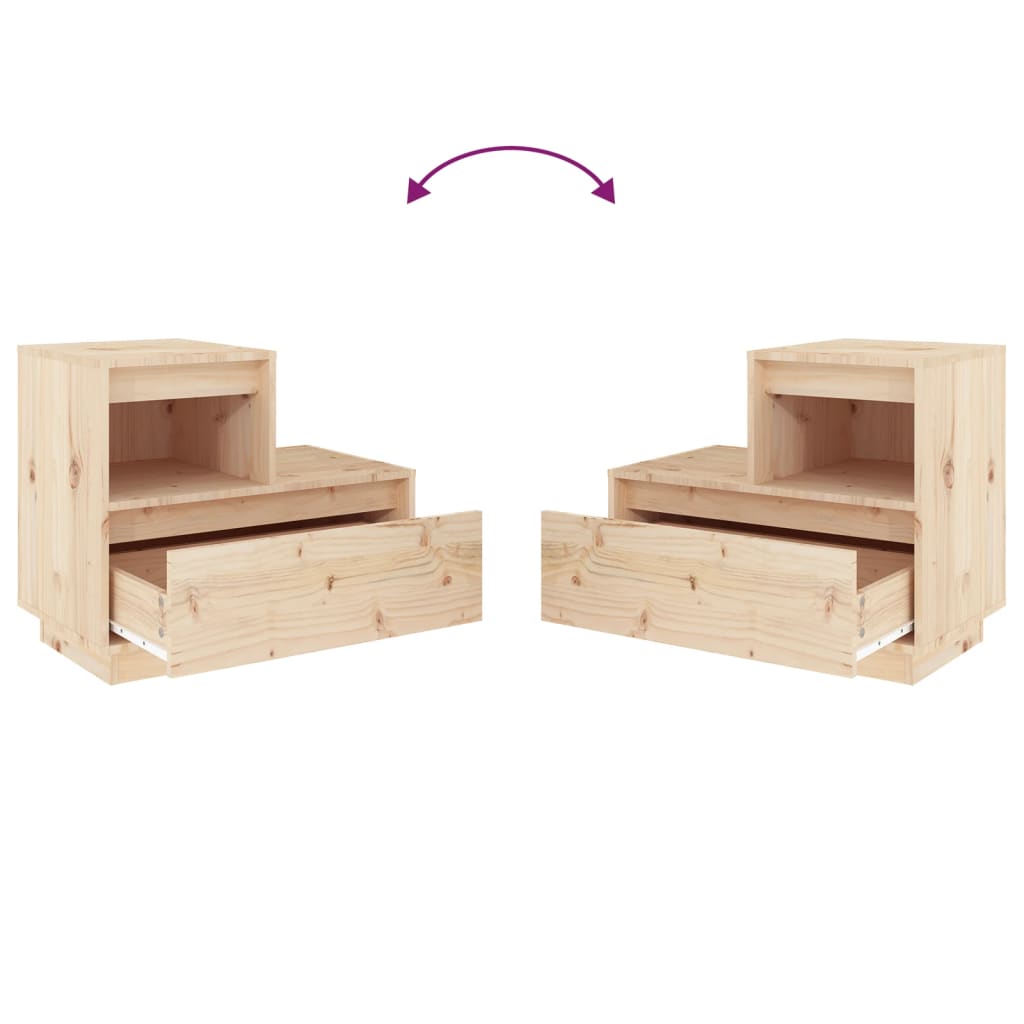 Mesita De Noche Madera Maciza De Pino 60x34x51 Cm_4