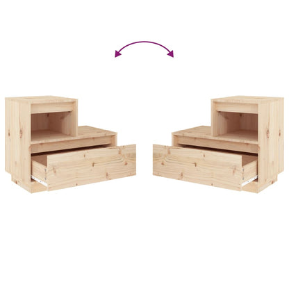 Mesita De Noche Madera Maciza De Pino 60x34x51 Cm_4