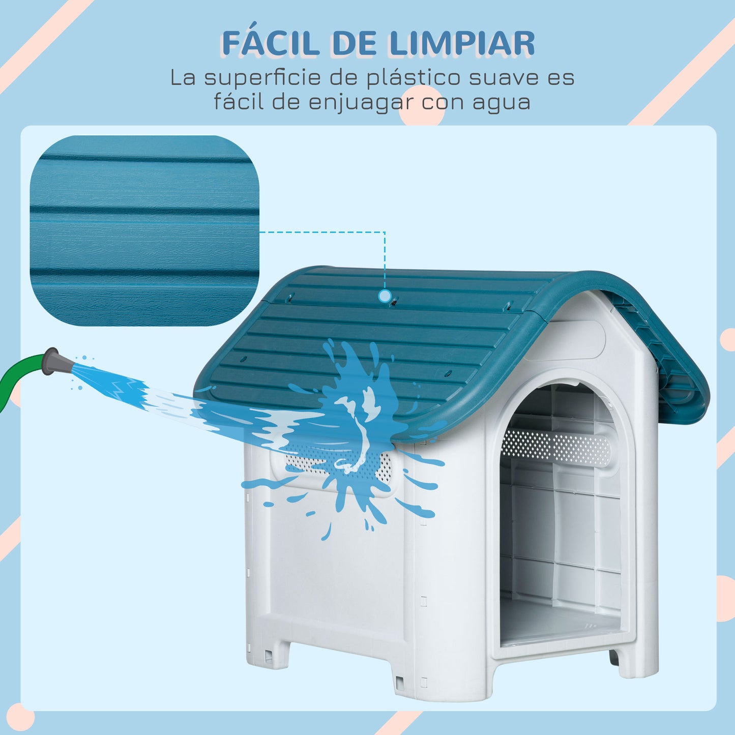 Pawhut Caseta Para Perros Mini Uso Interior Exterior 59x75x66 Cm Azul_3