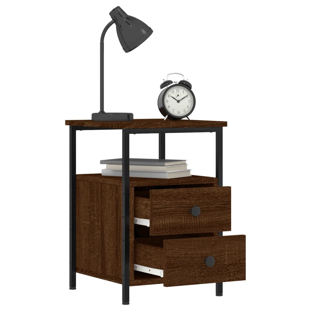 Mesita De Noche Madera De Ingeniería Marrón Roble 34x35,5x50 Cm_2