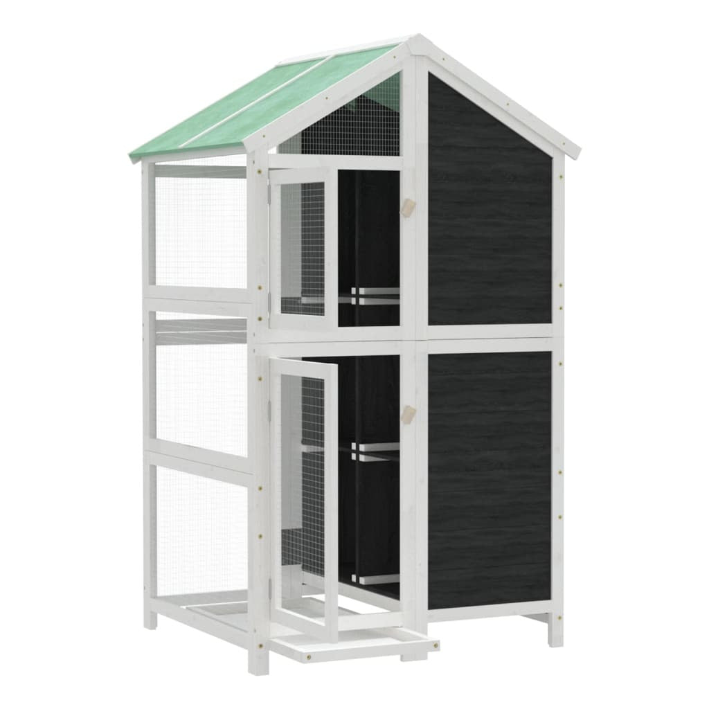 Vidaxl Casita Para Pájaros Madera Maciza Pino Gris 97x81x152 Cm_3