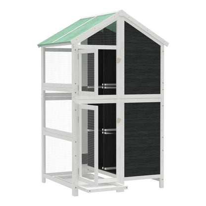 Vidaxl Casita Para Pájaros Madera Maciza Pino Gris 97x81x152 Cm_3
