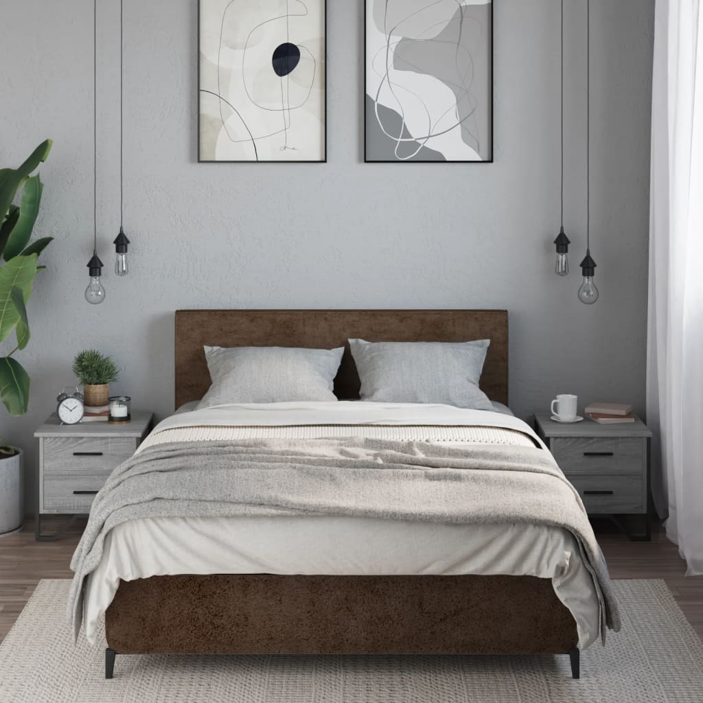 Mesita De Noche 2 Uds Madera Ingeniería Gris Sonoma 40x41x40 Cm_1