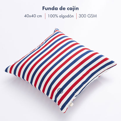 Funda De Cojín 40x40cm 100% Algodón 300gsm Rayas Yale El Ganso_1