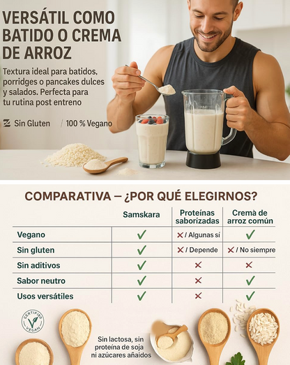 Proteína De Arroz Blanco - 500g | Proteína Vegetal En Polvo Vegana Para Batidos Y Repostería, Sin Azúcares Añadidos_4