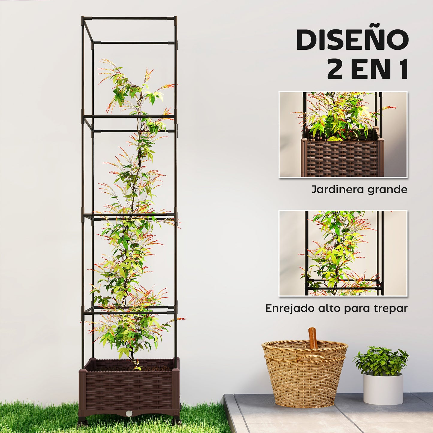 Outsunny Jardinera Con Enrejado Ajustable_3