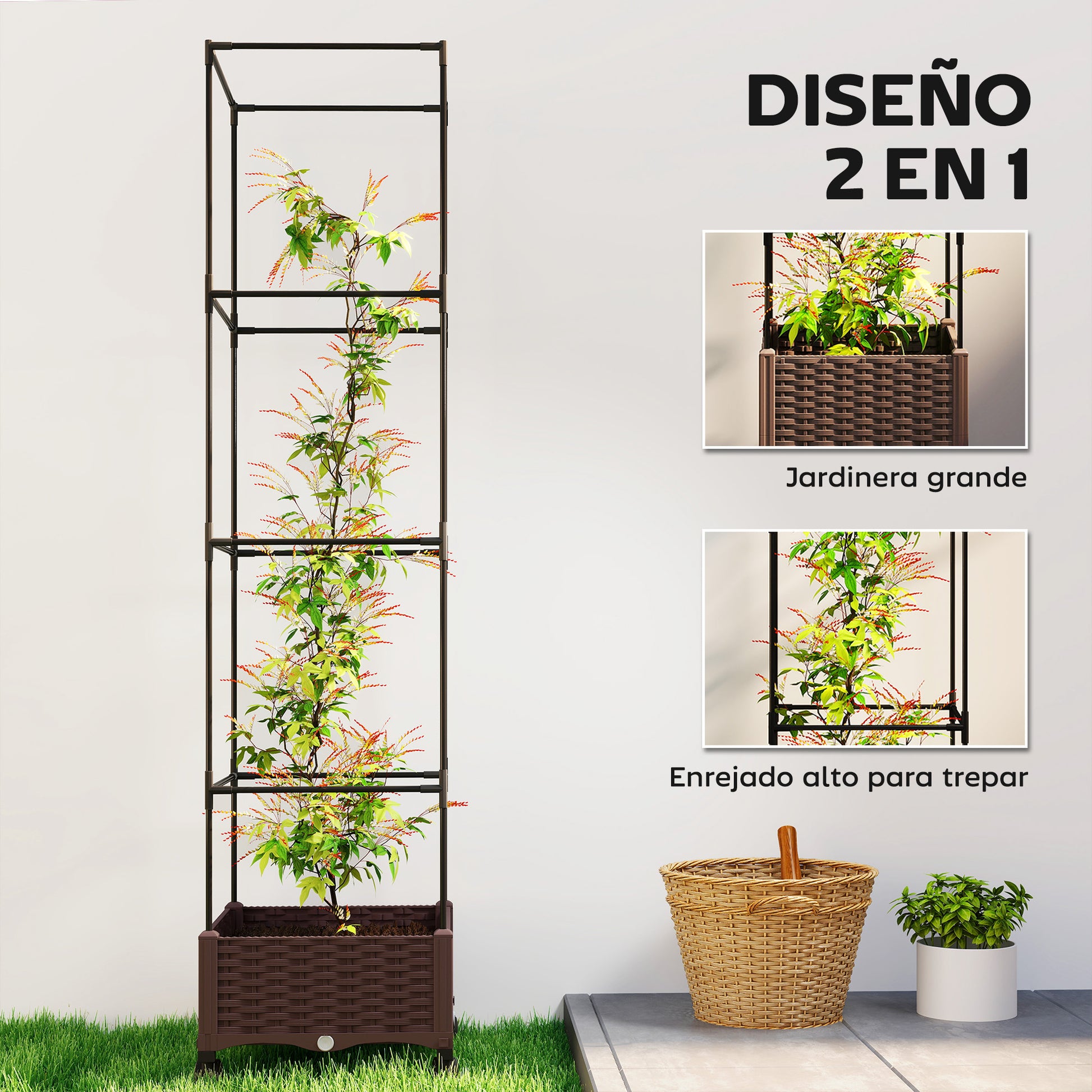 Outsunny Jardinera Con Enrejado Ajustable_3