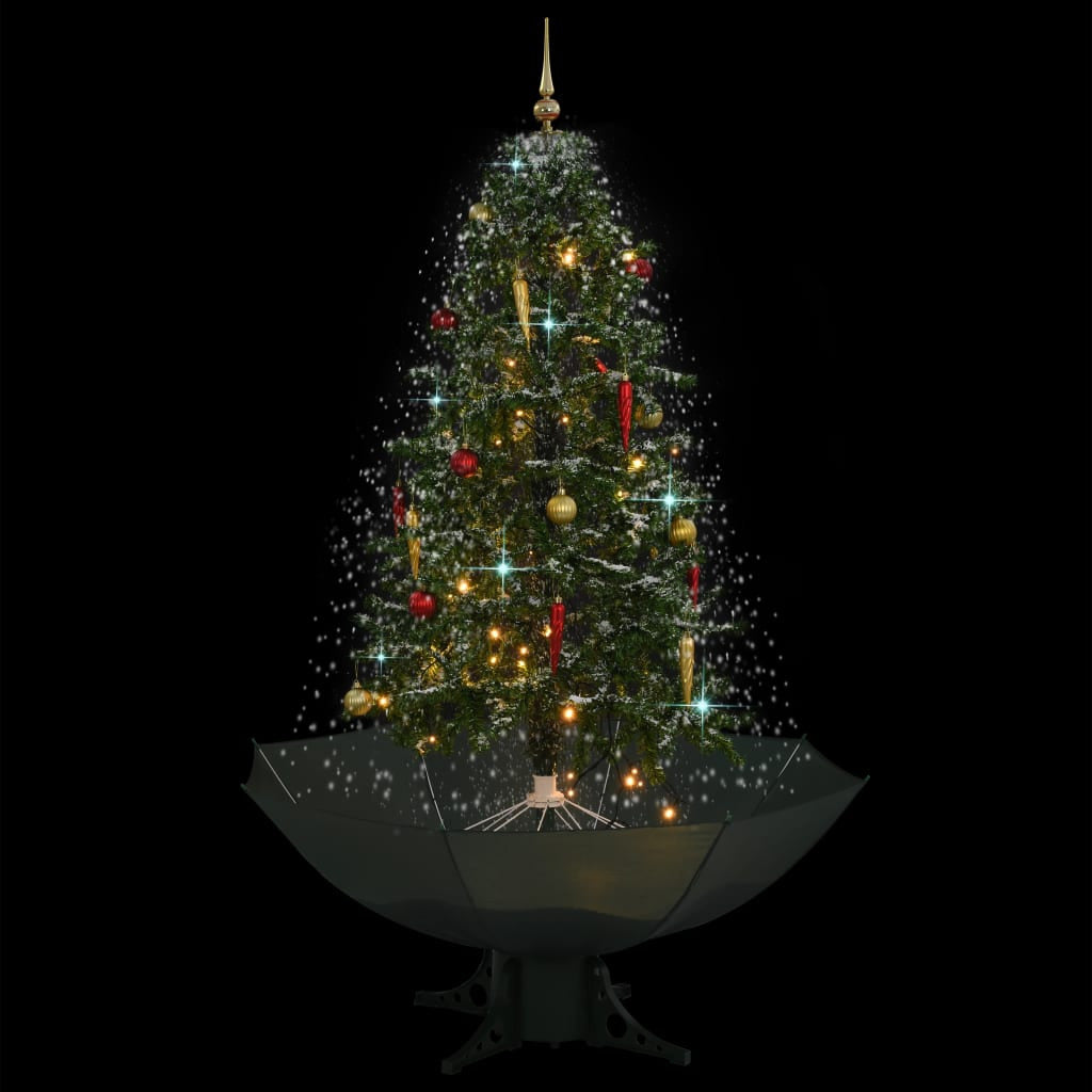 Vidaxl Árbol De Navidad Con Nieve Con Base En Paraguas Verde 170 Cm_1