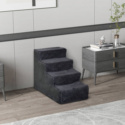 Pawhut Escalera Para Perros De 4 Peldaños Con Funda Extraíble 60x35x44 Cm Gris_1