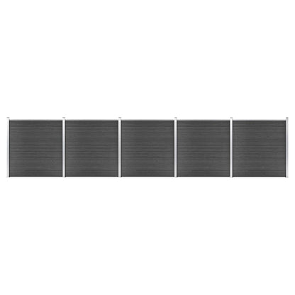 Juego De Paneles De Valla Wpc Negro 872x186 Cm / Vetonek_3