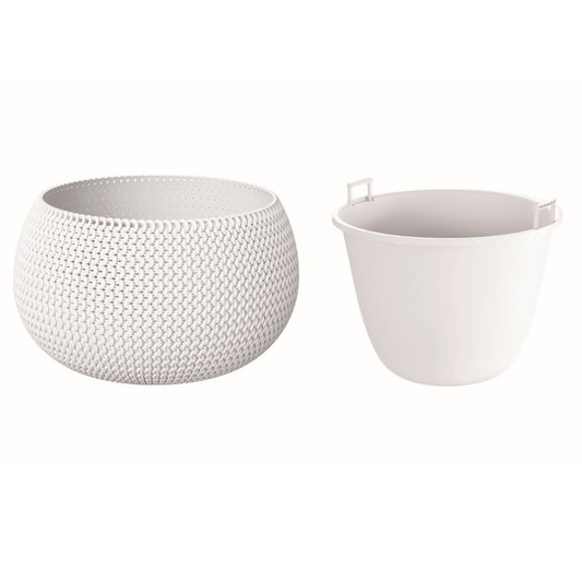 Maceta Redonda Con Deposito Splofy Bowl De Plastico En Color Blanco 29 (largo) X 29 (ancho) X 19 (altura) Cm_0