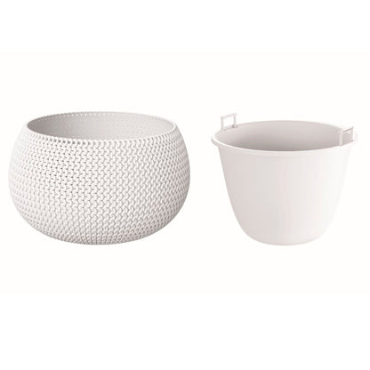 Maceta Redonda Con Deposito Splofy Bowl De Plastico En Color Blanco 47,8 (largo) X 47,8 (ancho) X 30 (altura) Cm