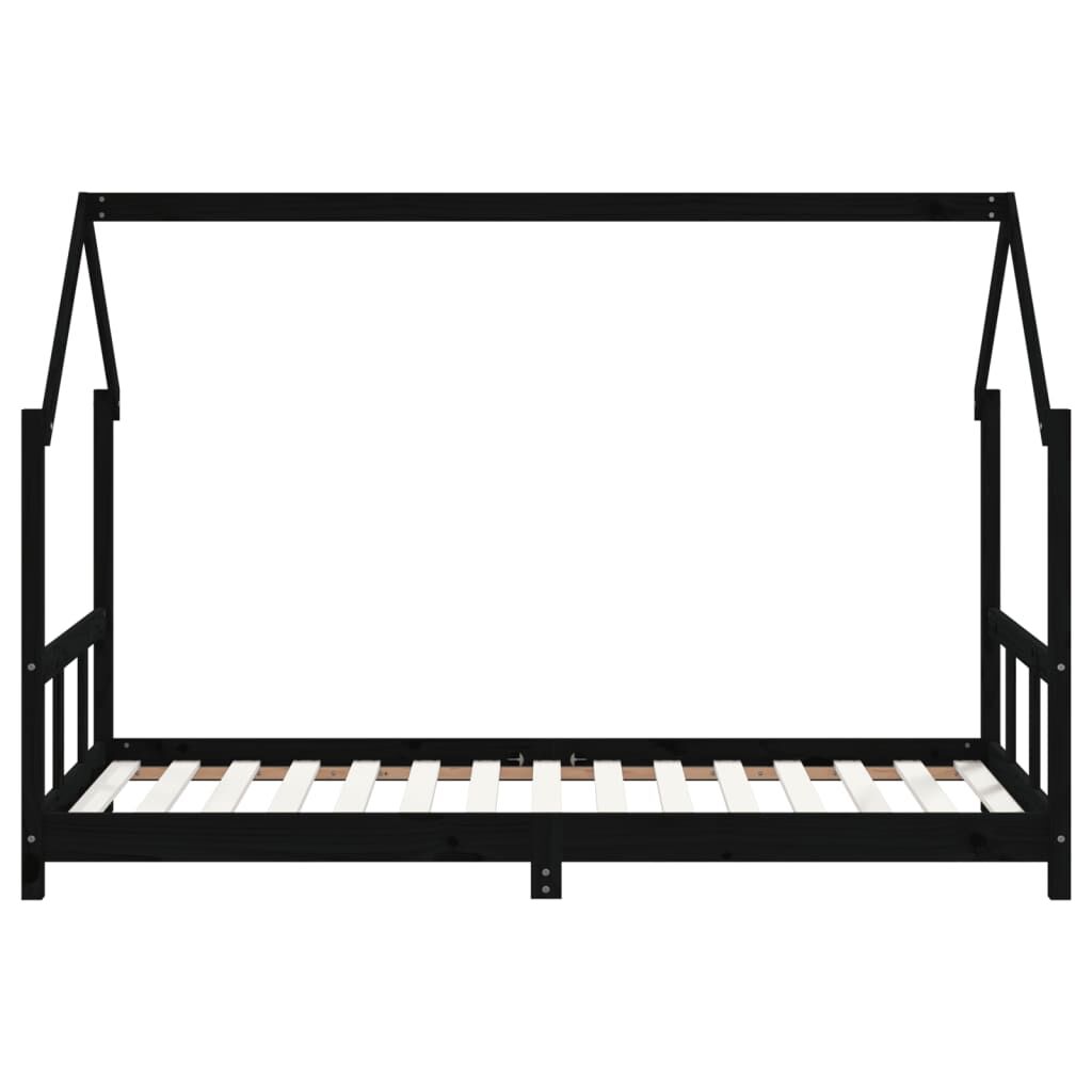 Vidaxl Estructura De Cama Para Niños Madera De Pino Negro 90x190 Cm_3