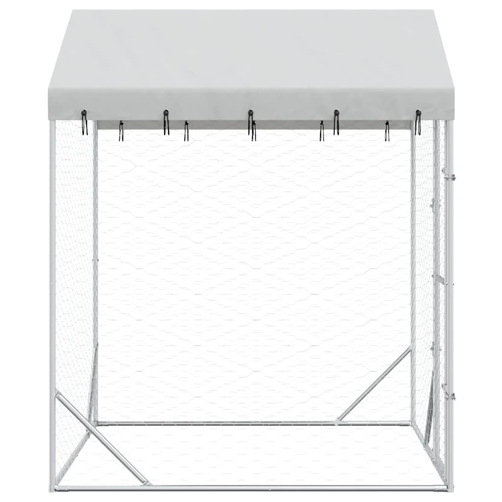 Perrera De Exterior Con Toldo Acero Galvanizado Plata 2x2x2,5 M_4