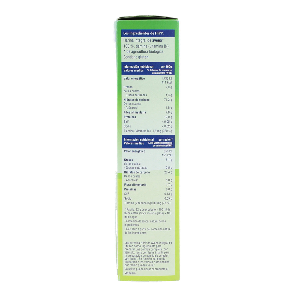 Pack x 2 Avena 100% papilla de cereal BIO 200 g